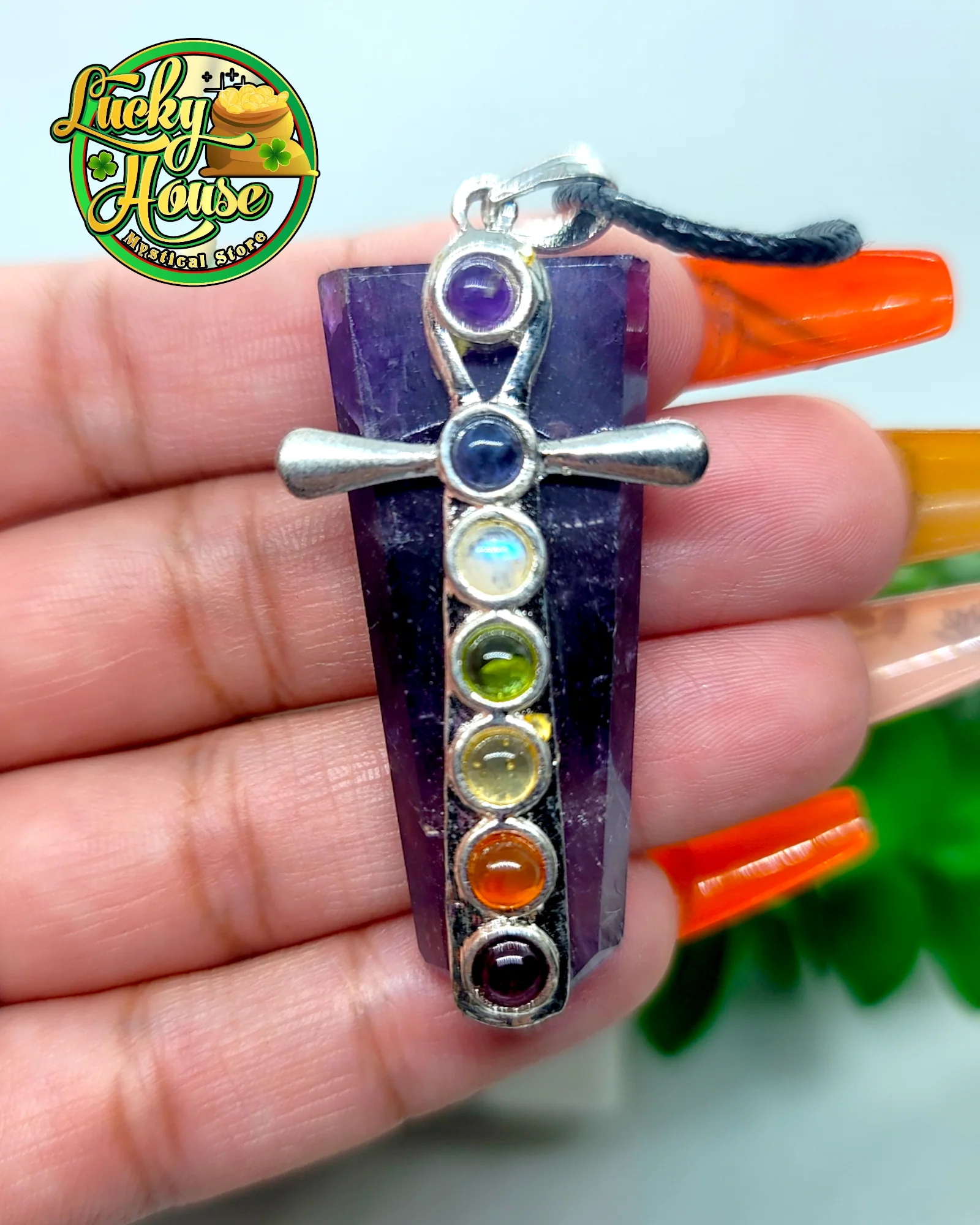 Amethyst Chakra Ankh Pendant - Image 2