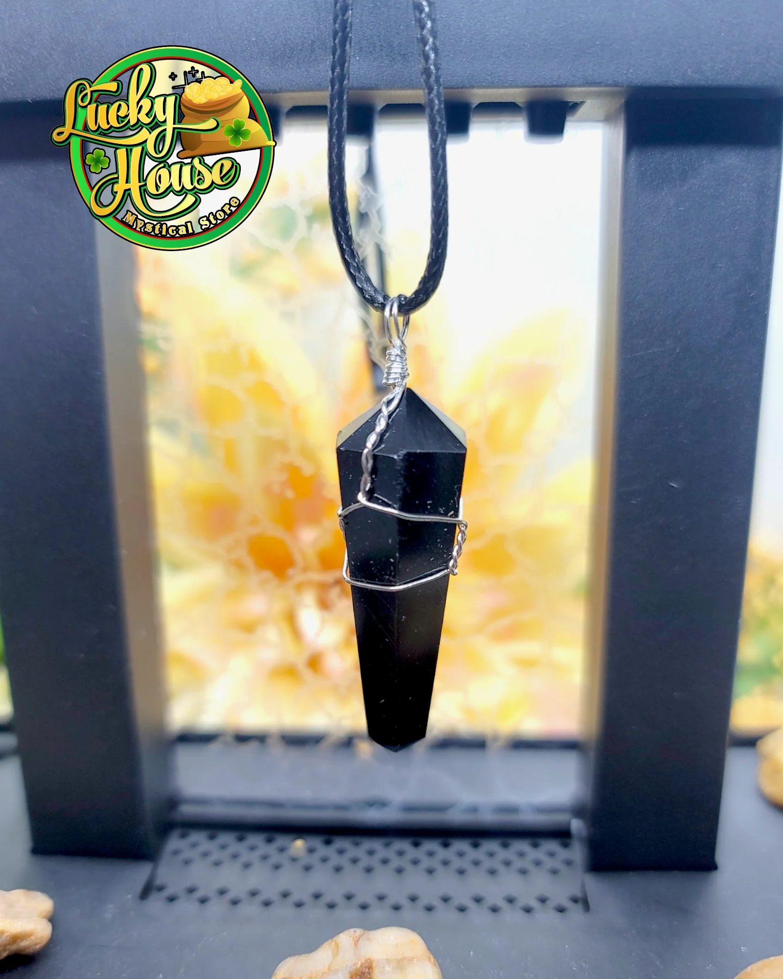 Black Obsidian Wire Wrap Pendant - Image 3