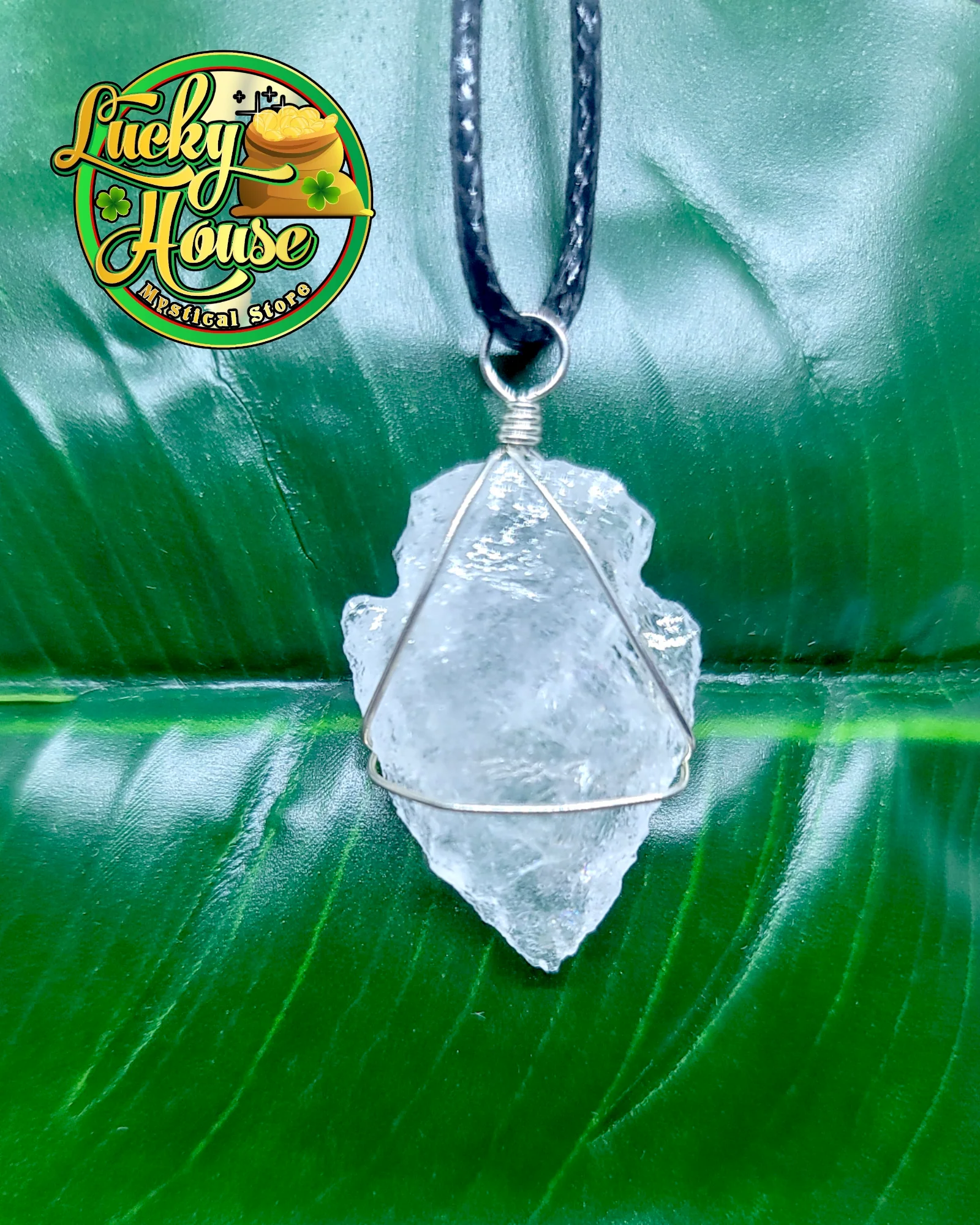 Clear Quartz Wire Wrap Arrowhead Pendant - Image 2