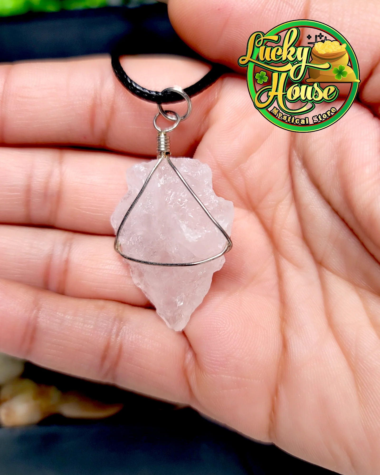 Rose Quartz Wire Wrap Arrowhead - Image 2
