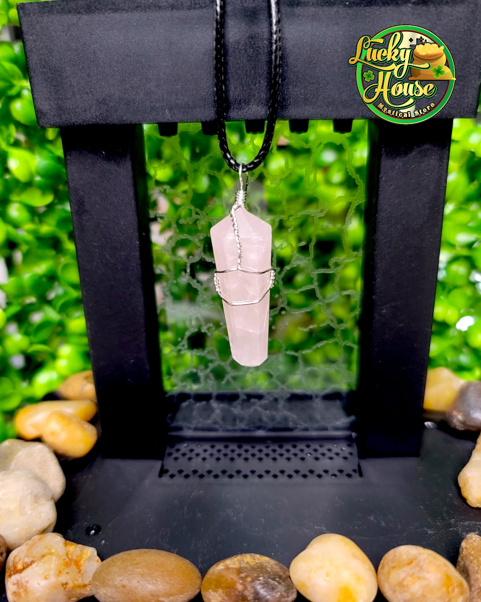 Rose Quartz Wire Wrap Point Pendant - Image 2